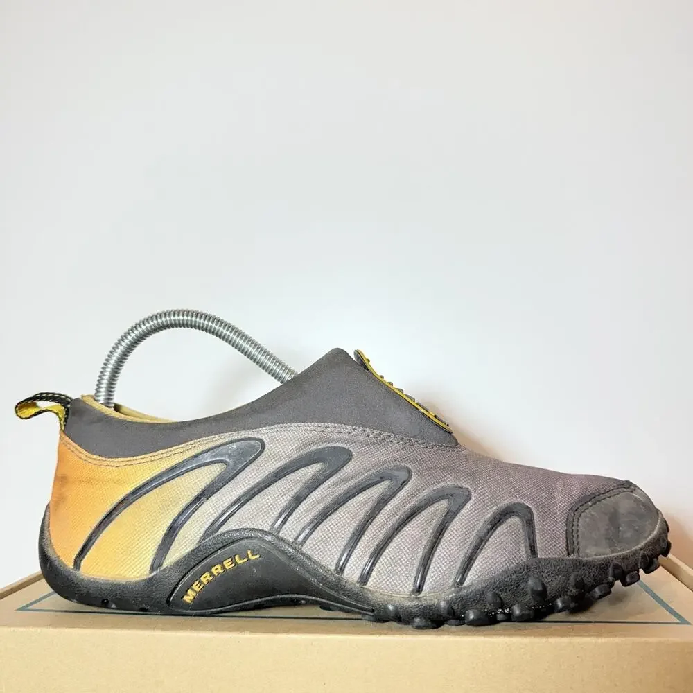 Merrell Men 7.5 Waterpro Continuum Water Shoes Grey Yellow Hiking Trail Sneakers